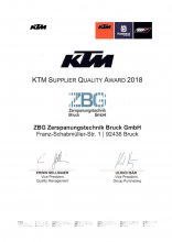 2018 KTM Supplier Quality Award